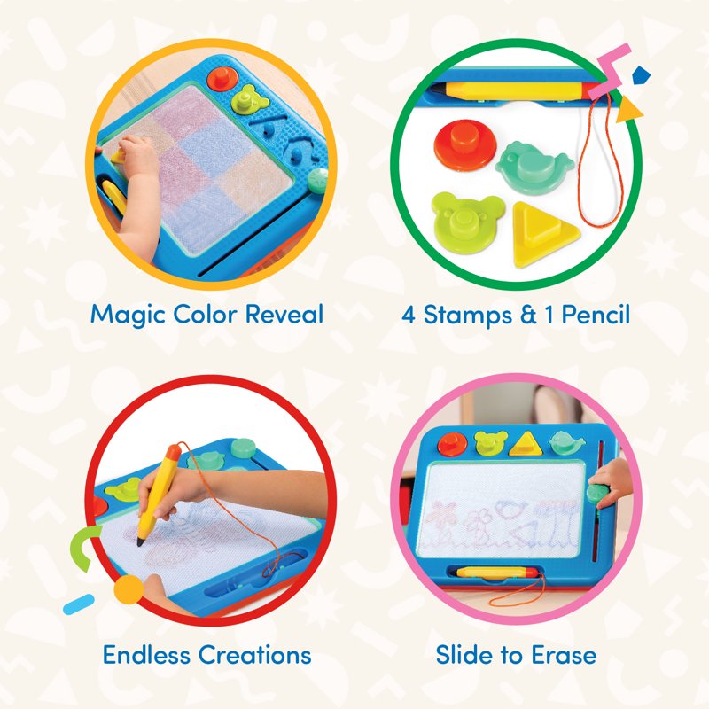 Magnetic Drawing Board for Kids with Color Reveal and Stamps - Toddler Art Toy
