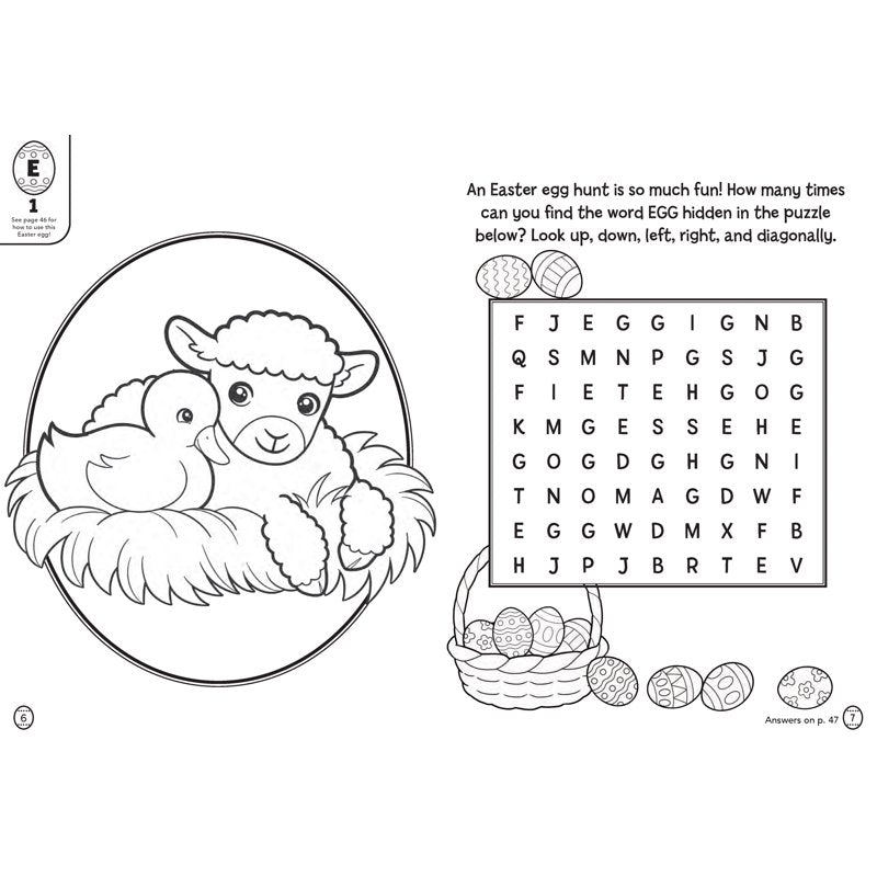 Easter Coloring & Activity Book with Crayons and Stickers for Kids - 50+ Stickers, 4 Crayons, 48 Pages