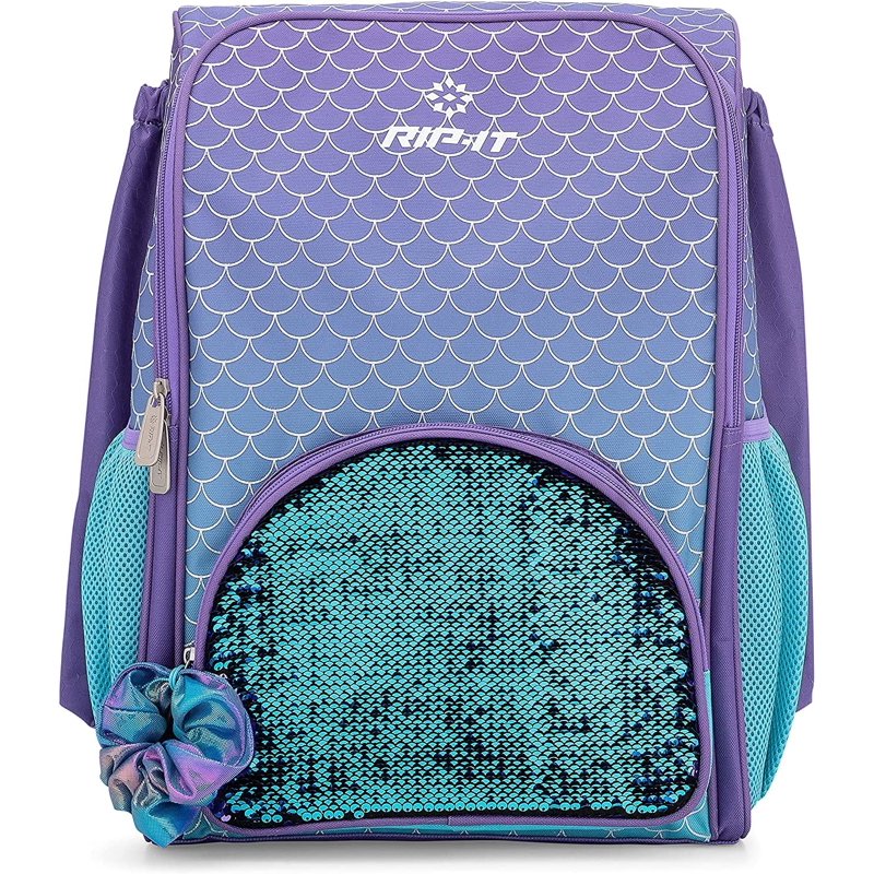 Softball Backpack with Ombre Mermaid Print & Flip Sequins - Adjustable & Water Bottle Sleeve