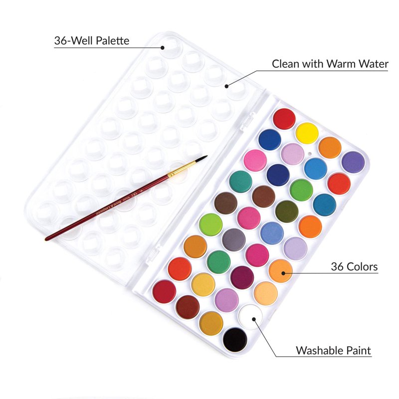Watercolor Paint Set with 36 Colors and Brush - Art Supplies for Beginners and Artists