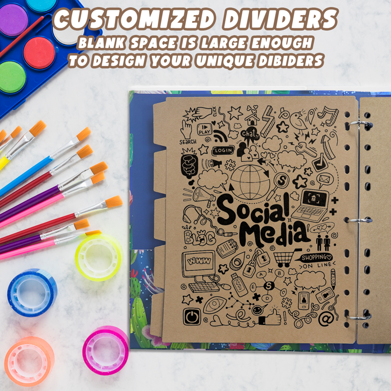 8.5 x 11 Inch Kraft Binder Dividers with 5 Writable Tabs for 2/3/4 Ring Binders