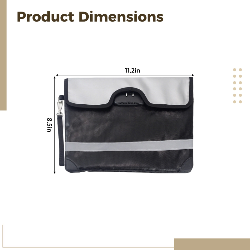 Fireproof Waterproof Document Bag with Lock 13.8x10.2in - Heat Resistant Safe for Travel & Home