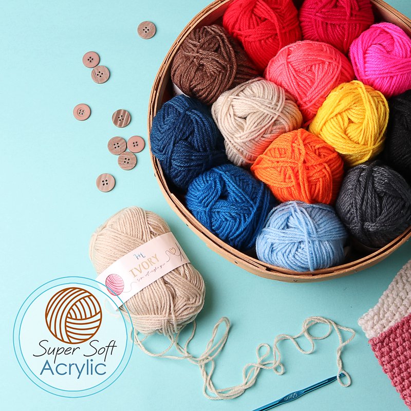 Crochet Craft Kit for Beginners - 75 Yards Yarn, Hooks, Accessories & Storage