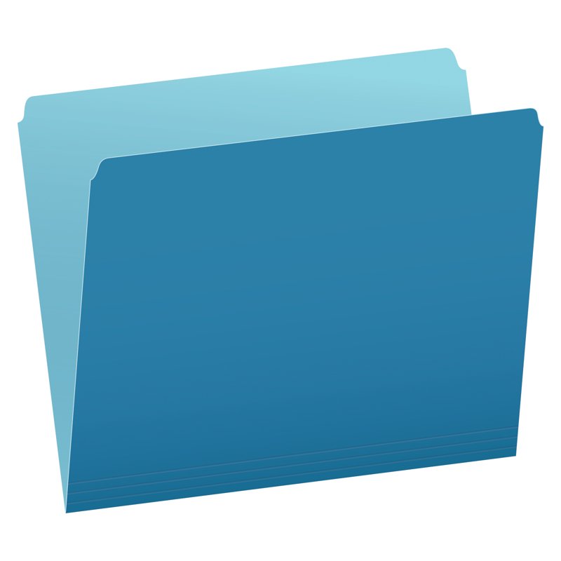 Two-Tone Letter Size File Folders with 1/3 Cut Tabs, Blue, Pack of 100