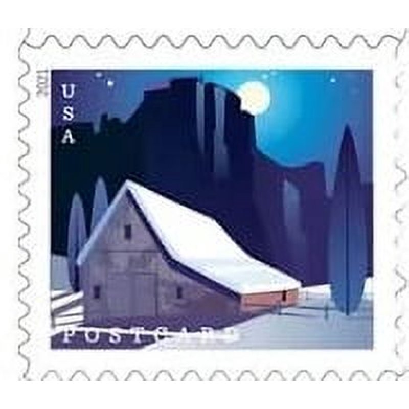 USPS Postcard Stamp Sheet of 20 - American Barns Seasonal Designs