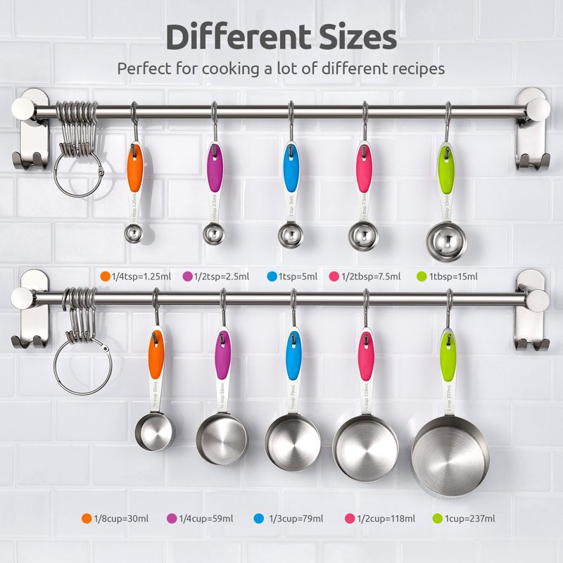 Multicolor 12-Piece Stainless Steel Measuring Cups & Spoons Set with Strengthened Welds – 18/8, Nested