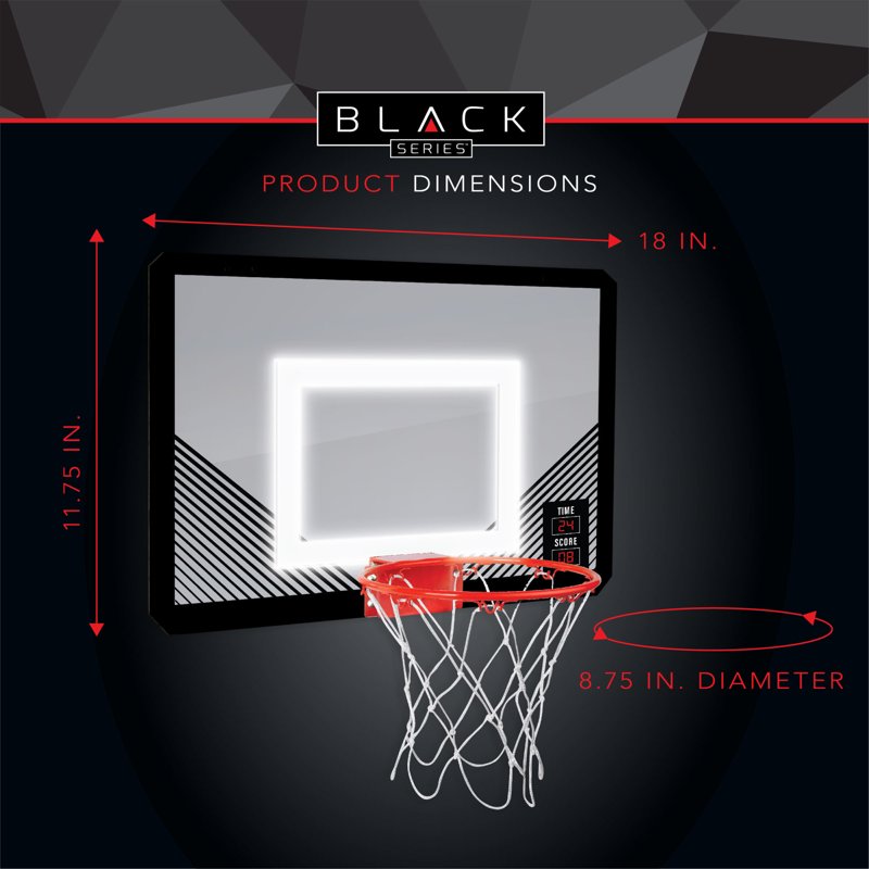 18 Inch LED Light-Up Basketball Hoop with Mini Ball - Indoor & Outdoor Play
