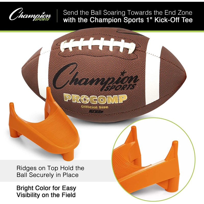 Heavy Duty Football Kickoff Tee - High Visibility Orange, 1 Inch for Practice & Game