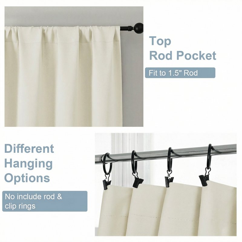 Blackout Curtain Set - Thermal Insulated Room Darkening Shades for Small Windows