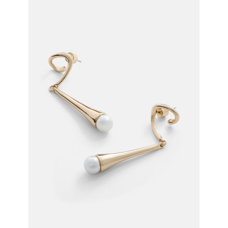 Gold Tone Faux Pearl Drop Earrings for Women - Elegant Jewelry Accessory