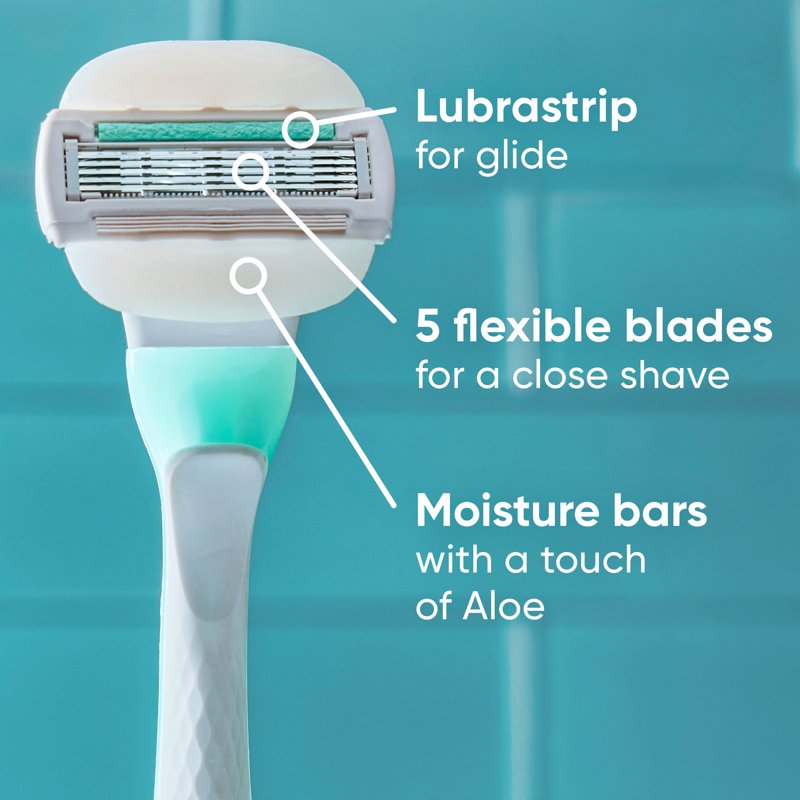 Gillette Venus Sensitive Disposable Razor with 5 Blades Aloe Moisture Bars - 2 Pack