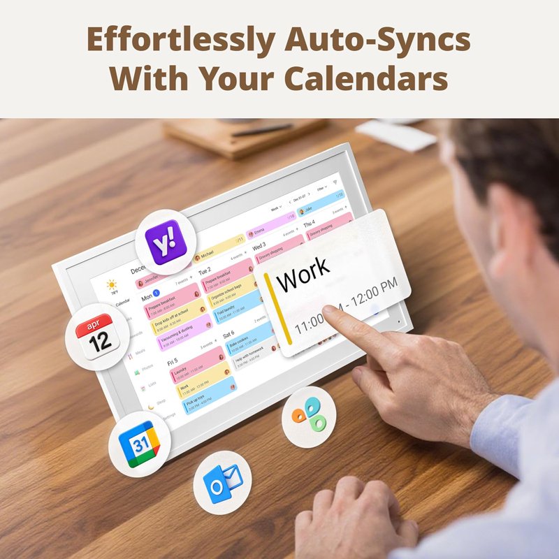15.6-Inch Digital Family Calendar Touchscreen - Wall & Desk Mountable