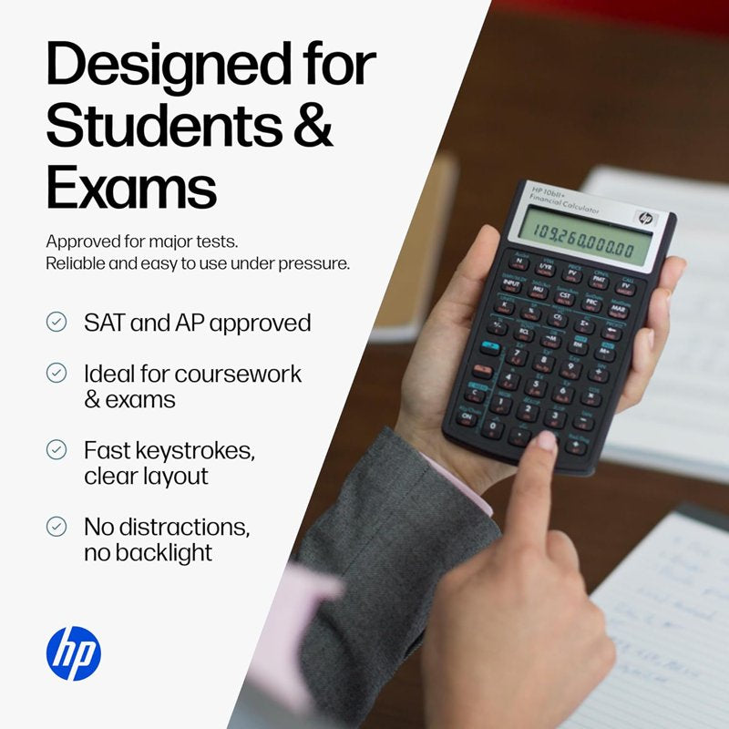 Financial Calculator with 100+ Functions for Business and Exams - HP 10bII+