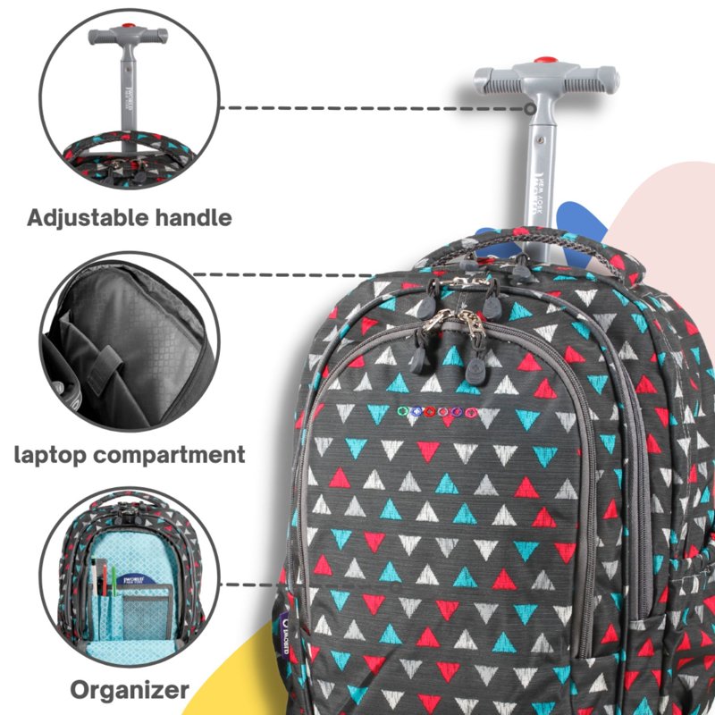 Girls Rolling Backpack and Lunch Bag Set - 18 Inch Durable Travel & School Accessory
