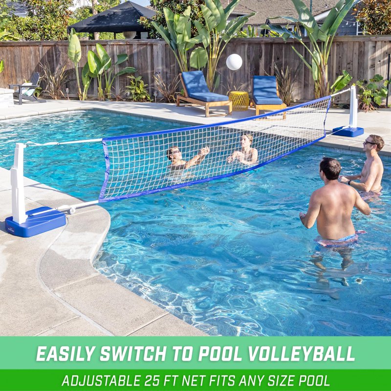Pool Basketball and Volleyball Game Set - 2-in-1 Water Sports Equipment