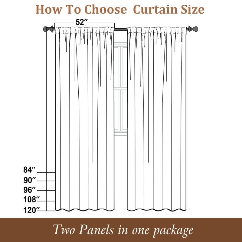 OVZME Judy Linen Curtains 84-Inch Length, 52x84 Two-Panel Light Filtering Drape Set