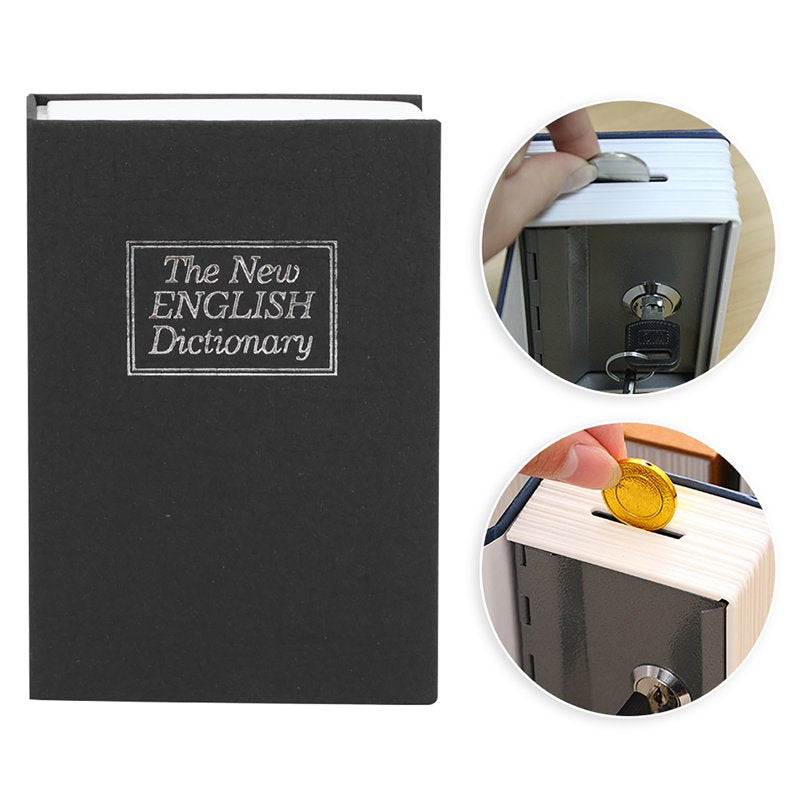 Mini Book Safe Box with Lock and Keys - Concealed Metal Jewelry & Cash Safe