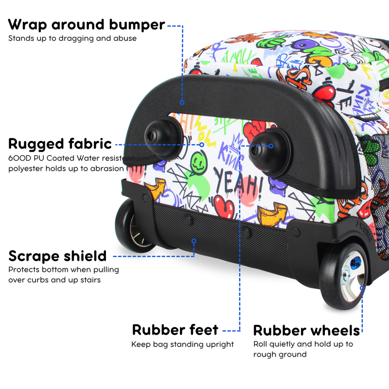 Kids Rolling Backpack with Wheels & Expandable Storage for School & Travel
