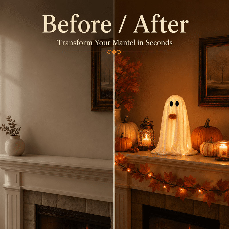 Halloween Ghost Decorations LED Lighted Tabletop Decor - 9.05 Inches