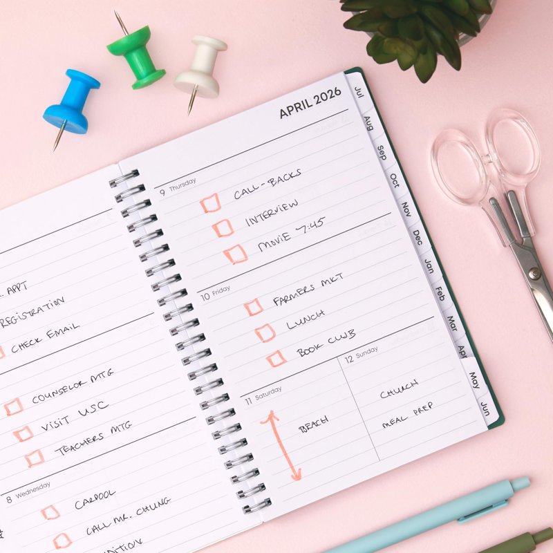 Academic Year Planner Calendar 2026-2027, 15 Months, 5x8 Inch Portable Weekly & Monthly Organizer with Zip Pouch