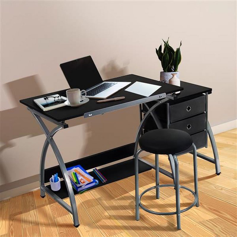 Adjustable Steel Drafting Table with Stool - Art & Office Workspace