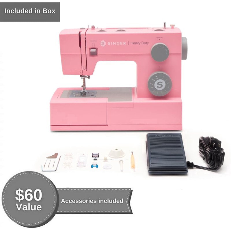 Heavy Duty Sewing Machine Pink - 11 Stitches, High Speed 1100 SPM, Accessories Included
