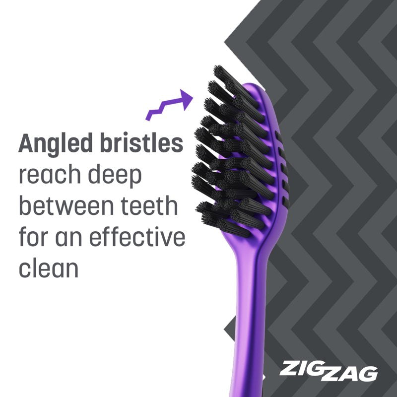 Adult Soft Charcoal Toothbrushes Set with Tongue Cleaner - 4 Pack