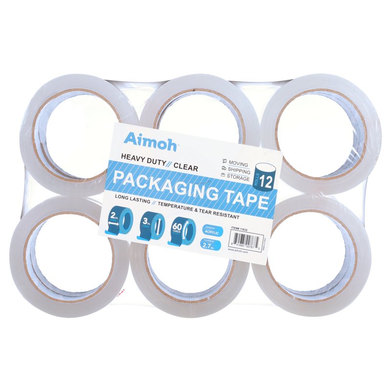 Heavy Duty Clear Packing Tape 12 Rolls 1.88 x 60 Yards 2.7 Mil for Shipping & Moving