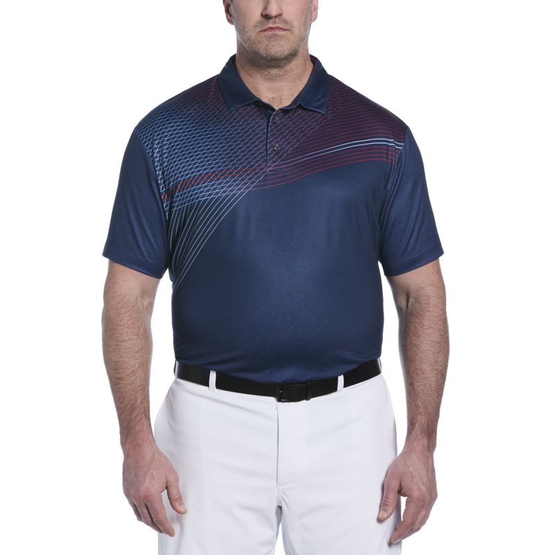 Men's & Big Men's Assymetric Heather Printed Golf Polo - Moisture-Wicking, UV Protection