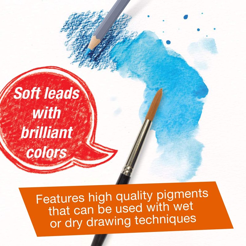 Watercolor Pencil Set with 48 Vibrant Colors in Metal Tin for Art & Drawing