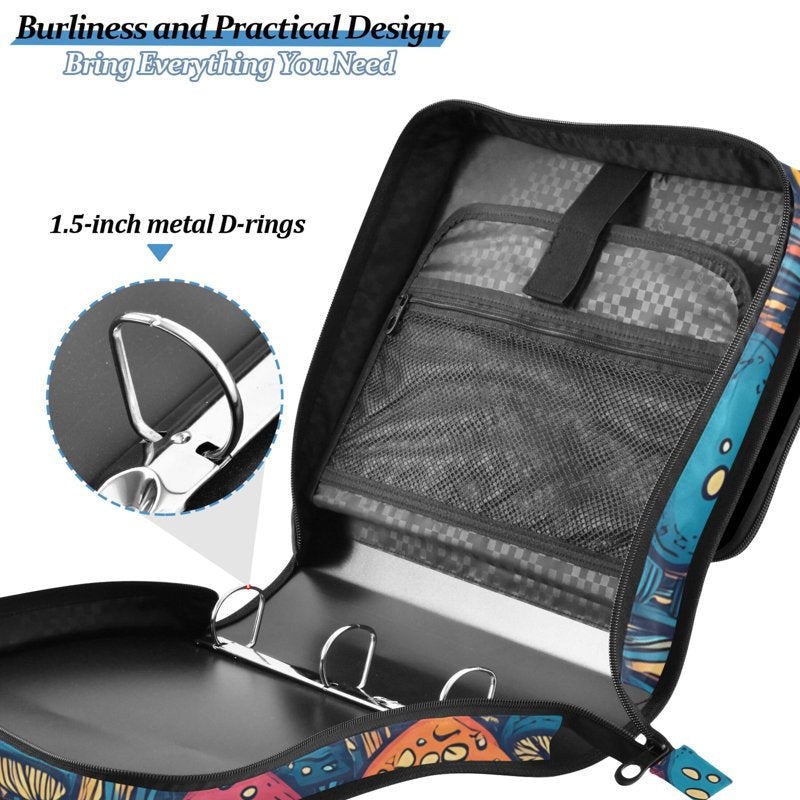 Waterproof 3-Ring Zipper Binder with Shoulder Strap, Holds 500 Sheets