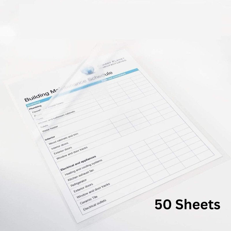 Self-Adhesive Laminating Sheets 9x12 Inches Pack of 50 for Photos & Documents