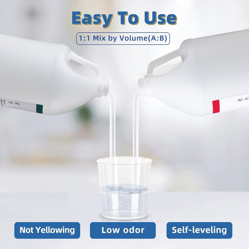 Crystal Clear Epoxy Resin Kit for Art Jewelry River Tables and Coatings - 1 Gallon