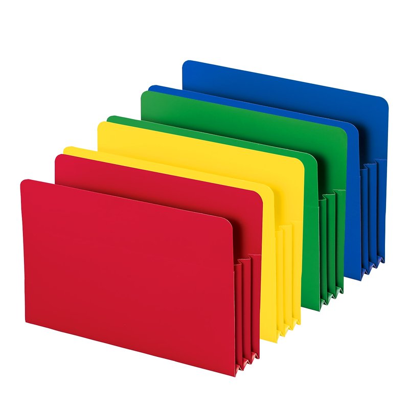 Poly File Pocket with Straight-Cut Tab - 3.5 Inch Expansion, Pack of 4