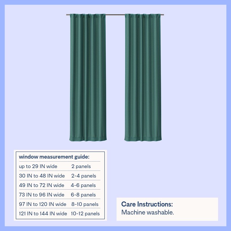 Kids Blackout Curtain Panel Pair - Dark Green, Rod Pocket & Back Tabs, 30x95 Inches