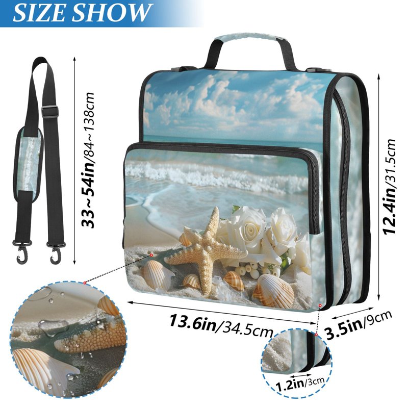 Waterproof 3-Ring Zipper Binder with Shoulder Strap, Holds 500 Sheets