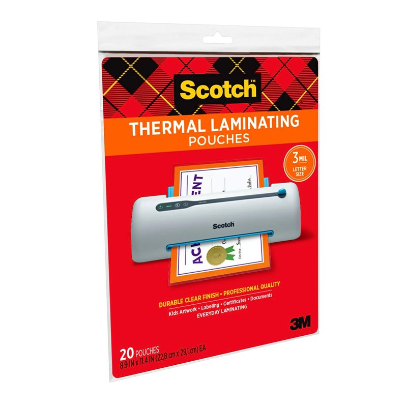 Matt Laminating Pouches Letter Size 8.9 x 11.4 in 20-Pack - Clear & Matte Finish