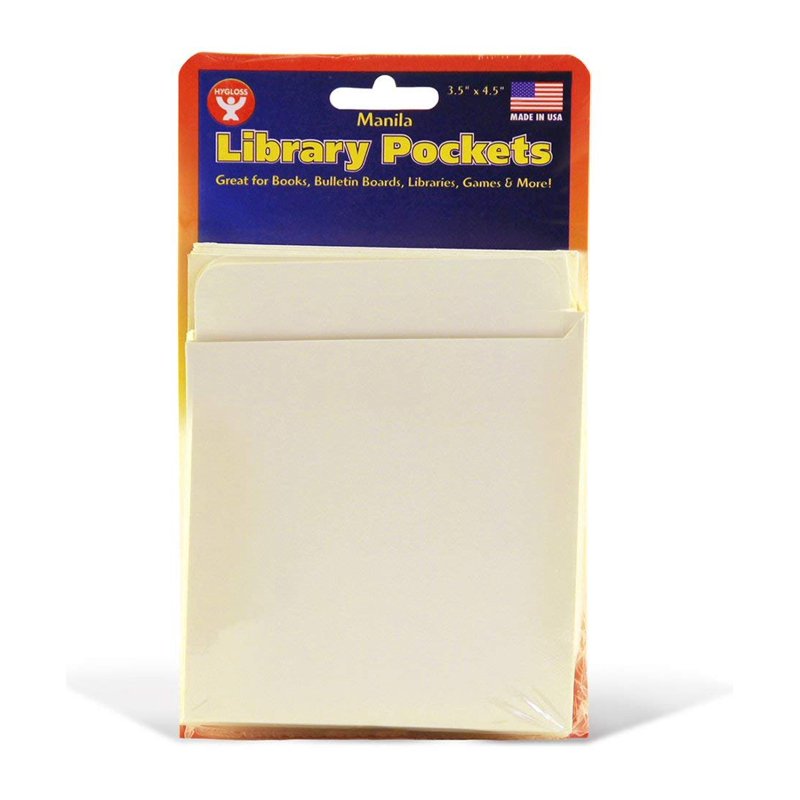 Non-Adhesive Library Pockets 3.5 x 5 Inches Manila Pack of 40
