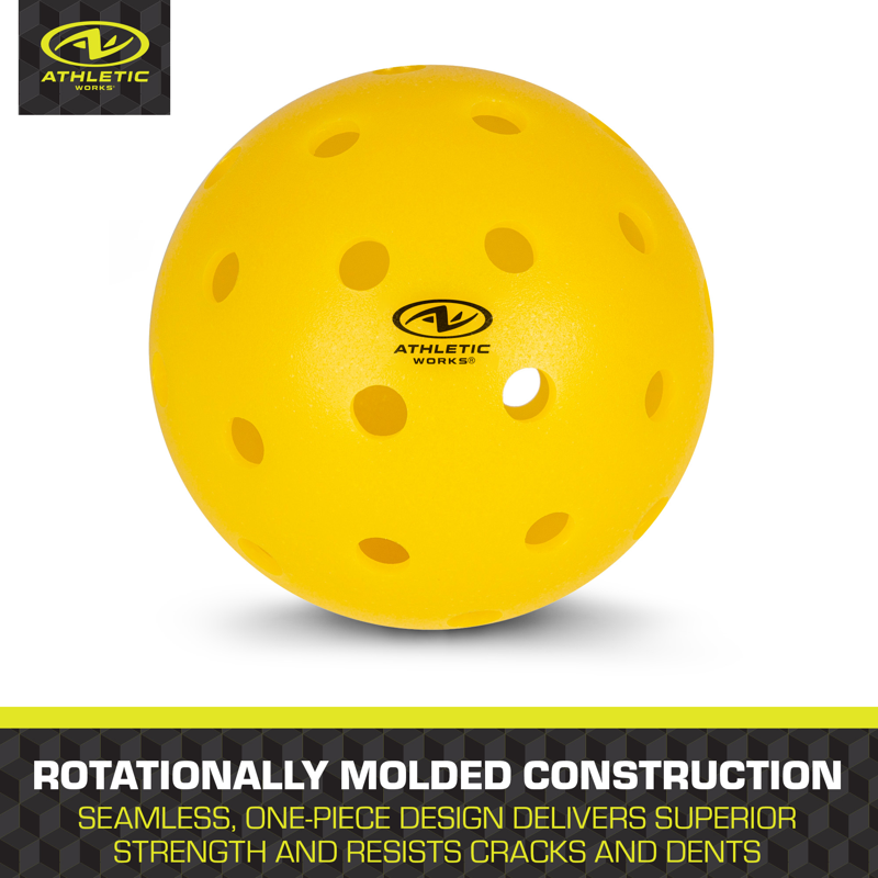 Athletic Works 3-Pack Pickleballs - Yellow (Variation: Single) 74mm 26g USA Pickleball Approved