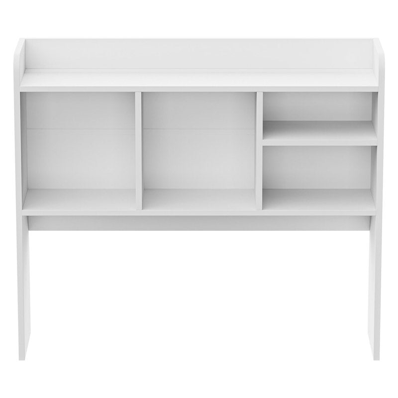 Desktop Bookshelf Storage Hutch with 4 Shelves - White Wood Frame Space Saver