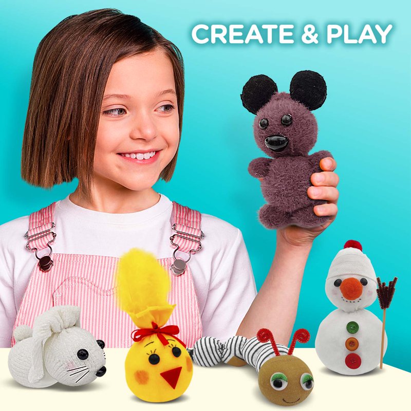 Kids Plush Toy Craft Kit - Create 5 No-Sew Stuffed Animals for Ages 7-12