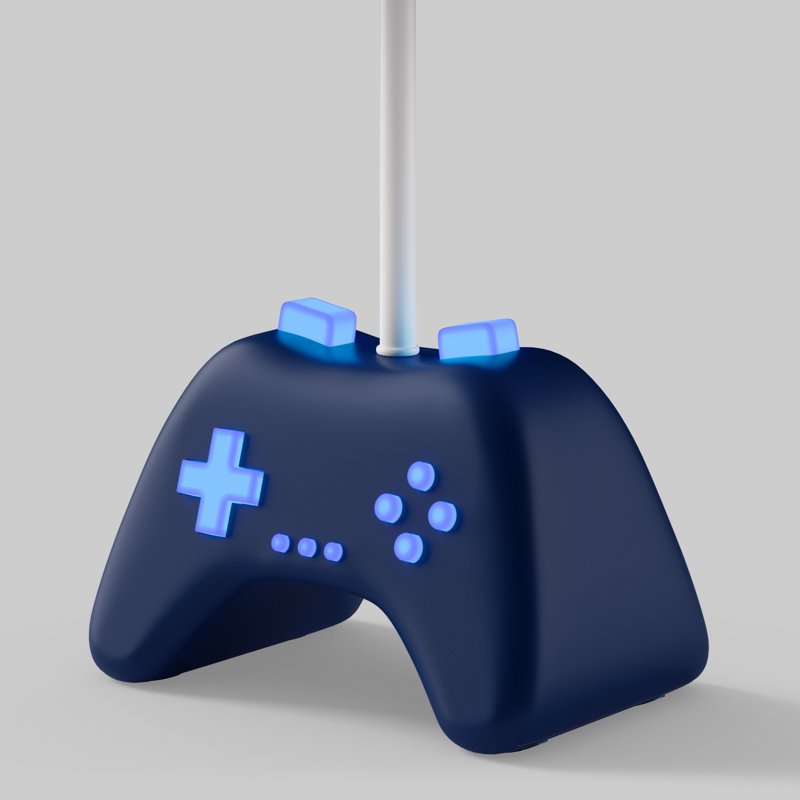 Kids Gamer Table Lamp with Glow-in-the-Dark Shade - 16.5 in Dark Blue