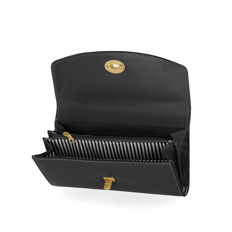 Faux Leather Clutch Wallet for Women - Slim Card Holder with Zipper Pocket