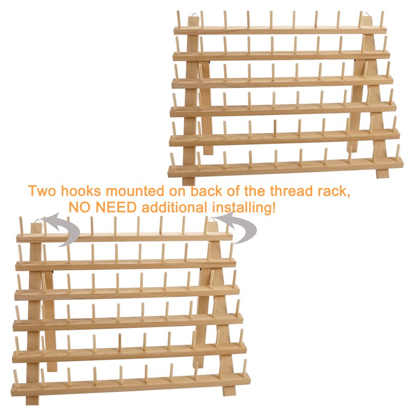 Wooden Thread Rack Organizer for Embroidery & Quilting Spools, Wall & Table Mountable