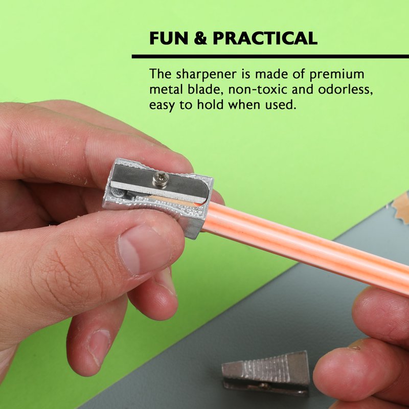 Metal Pencil Sharpener Pack - Durable Single Hole Sharpener for School & Office
