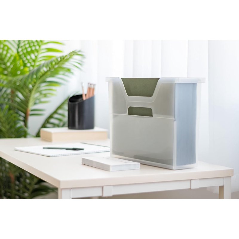Portable Desktop File Box with Open Top - Letter Size, Clear, Handle