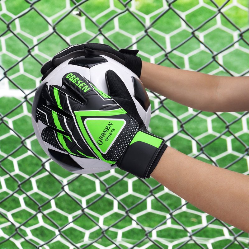 Obbsen Neo Green Kids Soccer Goalie Gloves - Youth Goalkeeper Gloves with Grips Palms