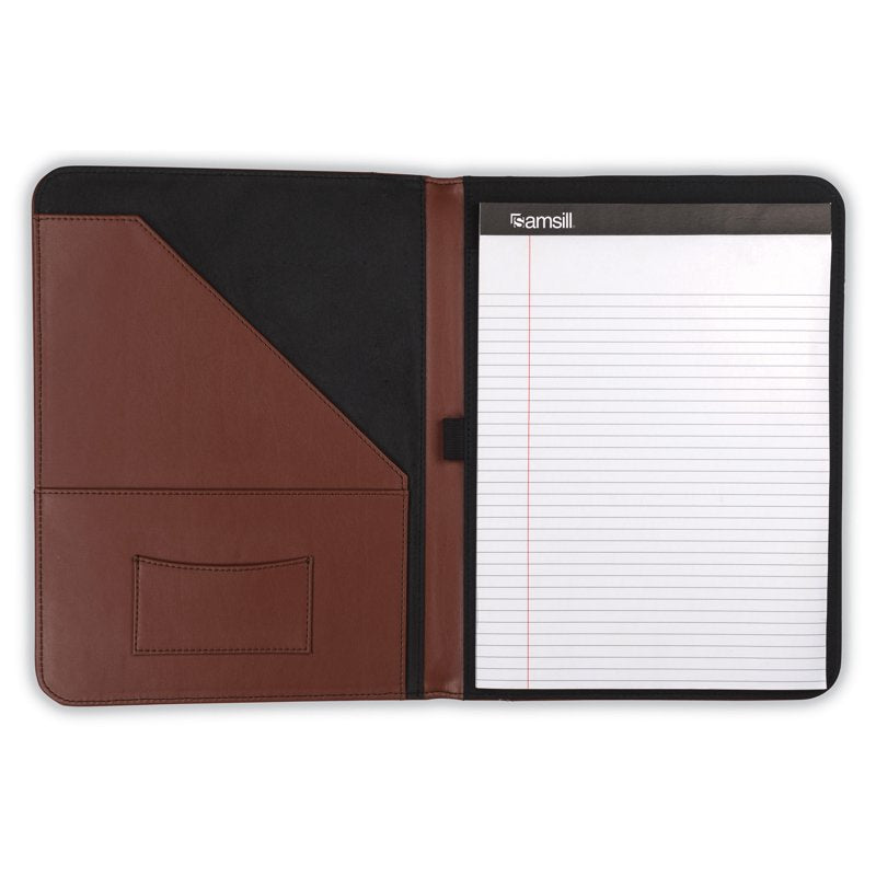 Leather Portfolio with Writing Pad & Internal Pockets - Business & Resume Organizer