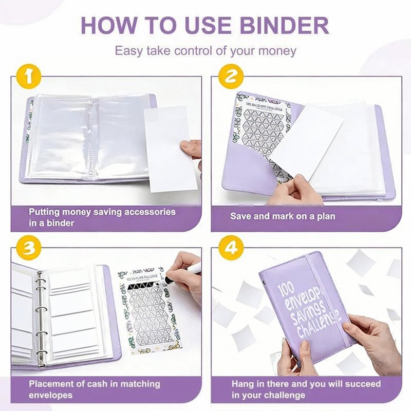 100 Envelopes Saving Challenge Budget Book for Personal & Family Finance