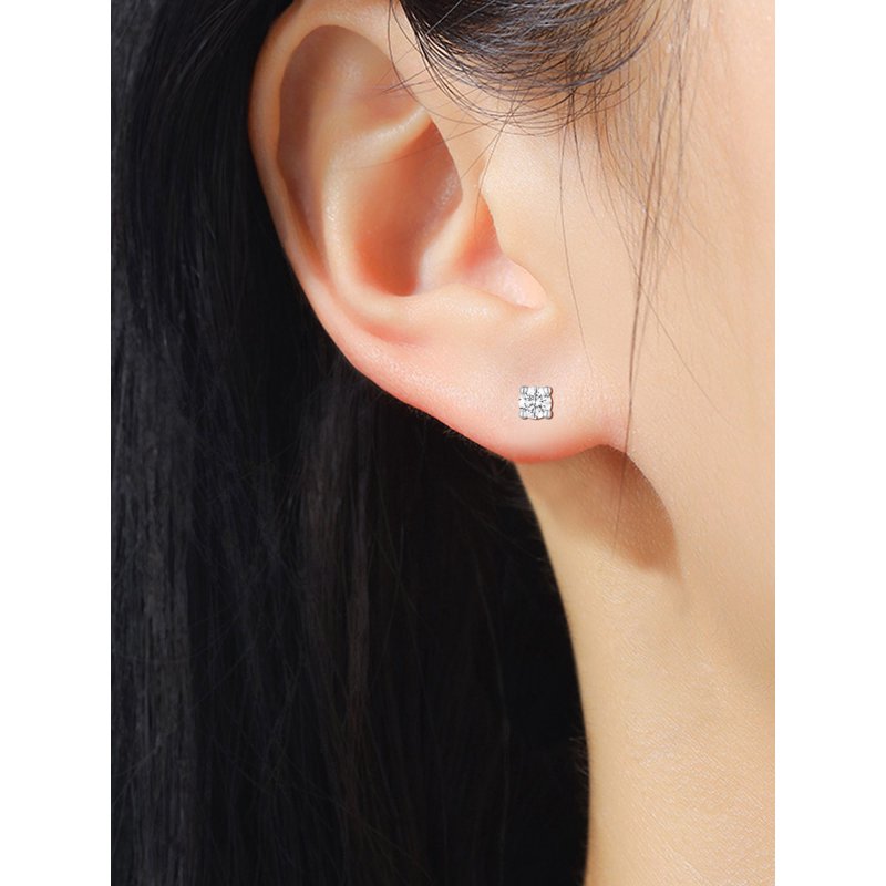 Sterling Silver Simulated Diamond Earring Set with Halo and Studs